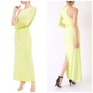 DIANE VON FURSTENBERG Kylie Asymmetric Ruched Stretch-Jersey Gown in Chartreuse